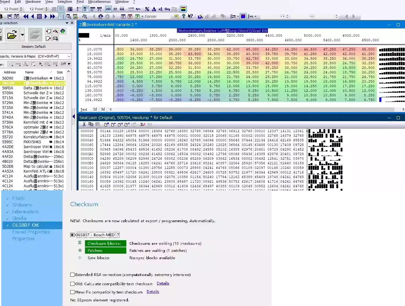 ECM Titanium 1.61 interface with IMMO Service Tool V1.2 dashboard