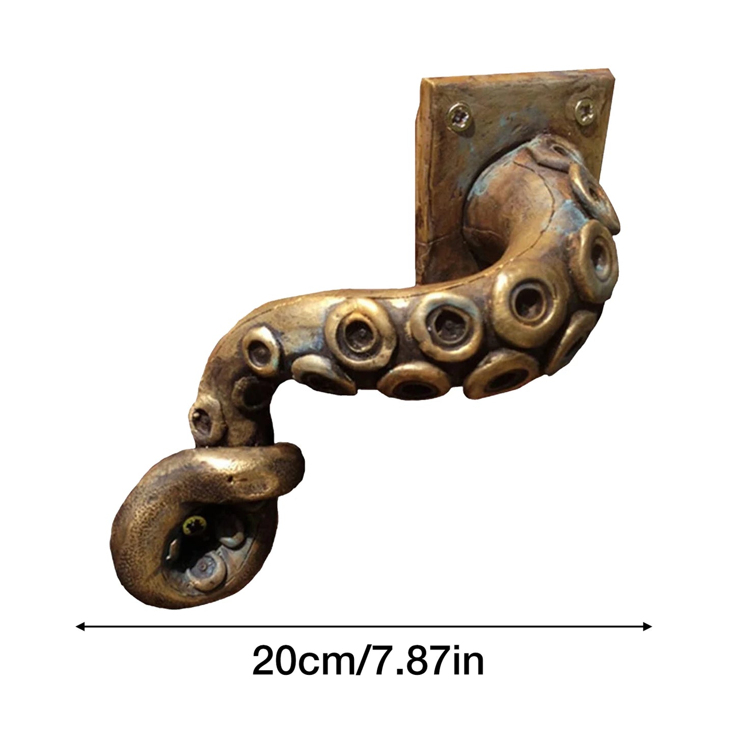 Side view of retro octopus door knob handle with curled tentacles and textured resin surface.
