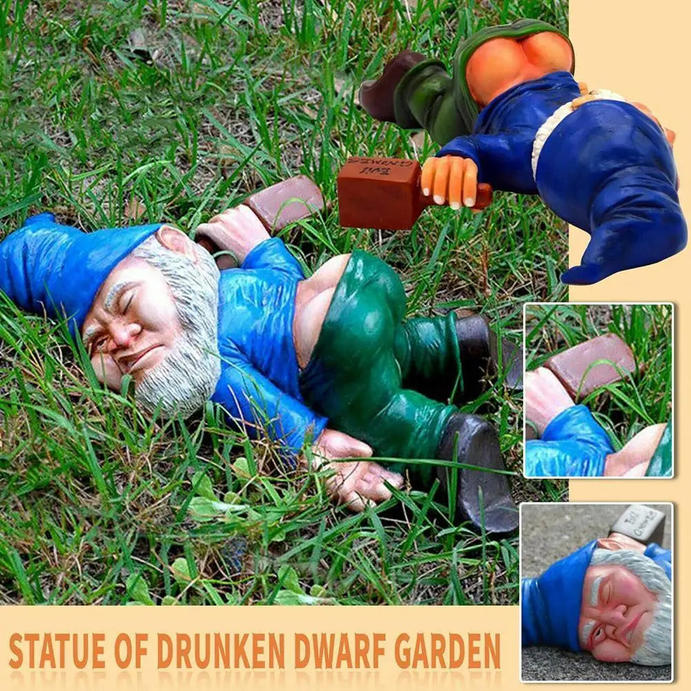 Drunk Dwarf Garden Gnome Statue