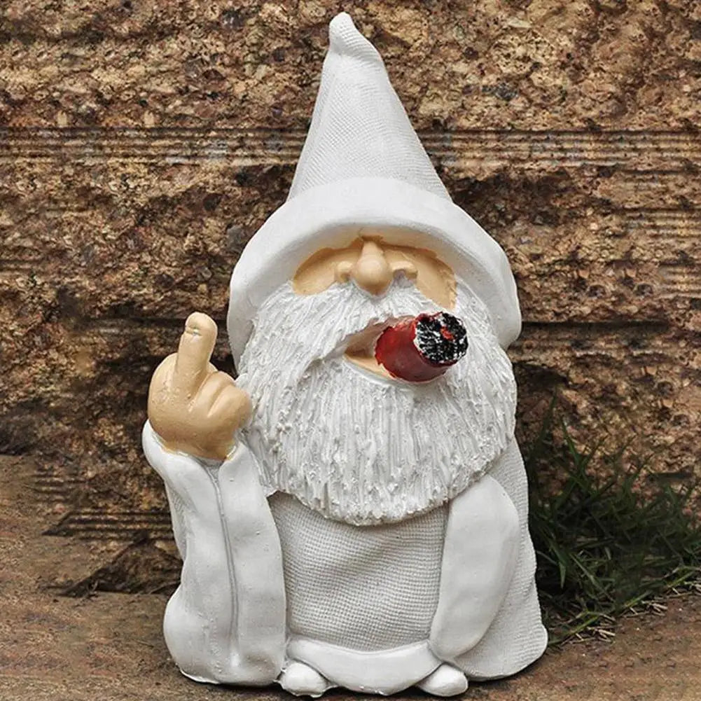 Smoking White Beard Old Gnome with an Attitude