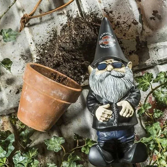 Locomotive Biker Gnome Statue
