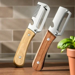 Stainless steel vegetable peeler 2-piece wood handle set