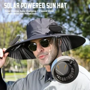 Solar fan bucket hat with rechargeable cooling fans