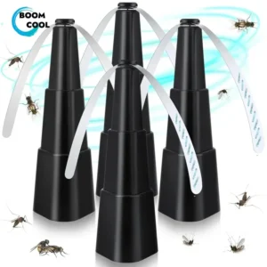 Black fly fan for tables with holographic blades keeping flies away from outdoor dining and patio food